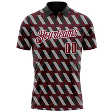 Laden Sie das Bild in den Galerie-Viewer, Custom Black Crimson-White 3D Pattern Design Burgundy And White Ribbon Head And Neck Cancer Cancer Awareness Performance Polo Shirt