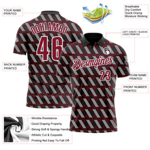 Laden Sie das Bild in den Galerie-Viewer, Custom Black Crimson-White 3D Pattern Design Burgundy And White Ribbon Head And Neck Cancer Cancer Awareness Performance Polo Shirt