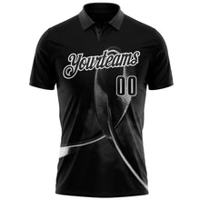 Laden Sie das Bild in den Galerie-Viewer, Custom Black White 3D Pattern Design Black Ribbon Skin Cancer Cancer Awareness Performance Polo Shirt