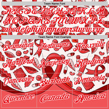 Laden Sie das Bild in den Galerie-Viewer, Custom Fire Red White 3D Pattern Design Red Ribbon Blood Cancer Cancer Awareness Performance Polo Shirt