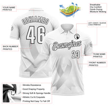 Laden Sie das Bild in den Galerie-Viewer, Custom White Black 3D Pattern Design Pear White Ribbon Lung Cancer Cancer Awareness Performance Polo Shirt