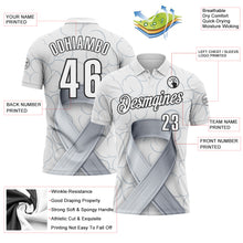 Laden Sie das Bild in den Galerie-Viewer, Custom White Black 3D Pattern Design Gray Ribbon Brain Cancer Cancer Awareness Performance Polo Shirt