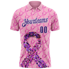 Charger l'image dans la galerie, Custom Light Pink Purple-White 3D Pink Ribbon Breast Cancer Awareness Performance Polo Shirt