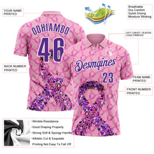 Charger l'image dans la galerie, Custom Light Pink Purple-White 3D Pink Ribbon Breast Cancer Awareness Performance Polo Shirt