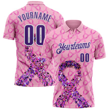 Charger l'image dans la galerie, Custom Light Pink Purple-White 3D Pink Ribbon Breast Cancer Awareness Performance Polo Shirt