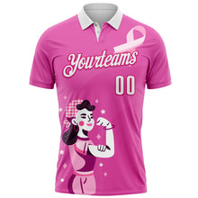 Charger l'image dans la galerie, Custom Pink White-Hot Pink 3D Pink Ribbon Breast Cancer Awareness Performance Polo Shirt