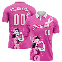 Charger l'image dans la galerie, Custom Pink White-Hot Pink 3D Pink Ribbon Breast Cancer Awareness Performance Polo Shirt