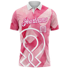 Charger l'image dans la galerie, Custom Pink White-Hot Pink 3D Pink Ribbon Breast Cancer Awareness Performance Polo Shirt