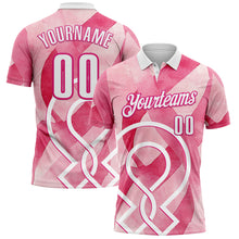 Charger l'image dans la galerie, Custom Pink White-Hot Pink 3D Pink Ribbon Breast Cancer Awareness Performance Polo Shirt