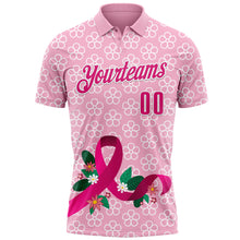 Laden Sie das Bild in den Galerie-Viewer, Custom Light Pink Hot Pink-White 3D Pink Ribbon Breast Cancer Awareness Floral Performance Polo Shirt