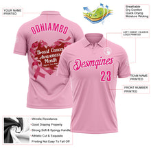Загрузить изображение в средство просмотра галереи, Custom Light Pink Hot Pink-White 3D Pink Ribbon Breast Cancer Awareness Performance Polo Shirt