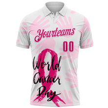 Charger l'image dans la galerie, Custom White Hot Pink 3D Pink Ribbon Breast Cancer Awareness World Cancer Day Performance Polo Shirt