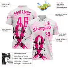 Charger l'image dans la galerie, Custom White Hot Pink 3D Pink Ribbon Breast Cancer Awareness World Cancer Day Performance Polo Shirt
