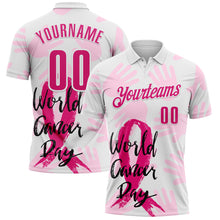 Charger l'image dans la galerie, Custom White Hot Pink 3D Pink Ribbon Breast Cancer Awareness World Cancer Day Performance Polo Shirt