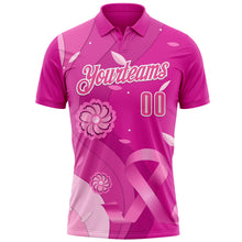Laden Sie das Bild in den Galerie-Viewer, Custom Deep Pink Pink-White 3D Pink Ribbon Breast Cancer Awareness Floral Performance Polo Shirt