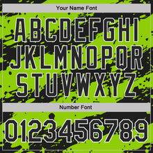 Load image into Gallery viewer, Custom Black Neon Green-White Paint Splash Stripe Performance Polo Shirt