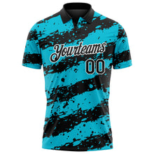 Laden Sie das Bild in den Galerie-Viewer, Custom Black Lakes Blue-White Paint Splash Stripe Performance Polo Shirt
