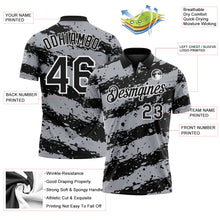 Charger l'image dans la galerie, Custom Black Gray-White Paint Splash Stripe Performance Polo Shirt