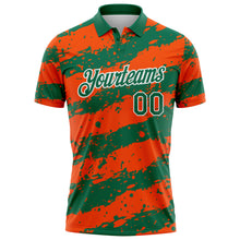 Charger l'image dans la galerie, Custom Kelly Green Orange-White Paint Splash Stripe Performance Polo Shirt