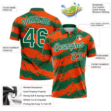 Charger l'image dans la galerie, Custom Kelly Green Orange-White Paint Splash Stripe Performance Polo Shirt