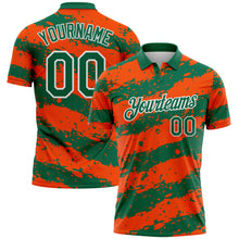 Charger l'image dans la galerie, Custom Kelly Green Orange-White Paint Splash Stripe Performance Polo Shirt