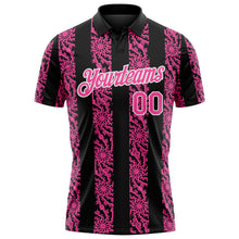 Laden Sie das Bild in den Galerie-Viewer, Custom Black Pink-White 3D Pattern Abstract Floral Stripe Tribal Performance Polo Shirt