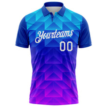 Загрузить изображение в средство просмотра галереи, Custom Blue White Pink-Royal 3D Pattern Gradient Geometric Shape Performance Polo Shirt