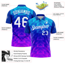 Загрузить изображение в средство просмотра галереи, Custom Blue White Pink-Royal 3D Pattern Gradient Geometric Shape Performance Polo Shirt