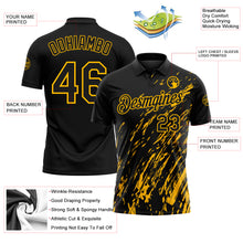 Charger l'image dans la galerie, Custom Black-Gold Paint Stroke Grunge Streak Performance Polo Shirt