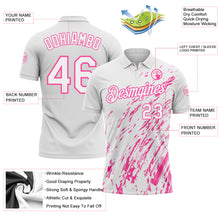 Load image into Gallery viewer, Custom White-Pink Paint Stroke Grunge Streak Performance Polo Shirt
