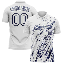Charger l'image dans la galerie, Custom White-Navy Paint Stroke Grunge Streak Performance Polo Shirt