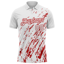 Load image into Gallery viewer, Custom White-Red Paint Stroke Grunge Streak Performance Polo Shirt