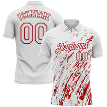 Load image into Gallery viewer, Custom White-Red Paint Stroke Grunge Streak Performance Polo Shirt