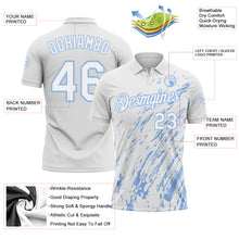 Load image into Gallery viewer, Custom White-Light Blue Paint Stroke Grunge Streak Performance Polo Shirt