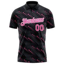 Загрузить изображение в средство просмотра галереи, Custom Black Pink-White 3D Pattern Slant Lines Cyber Mecha Tech Performance Polo Shirt