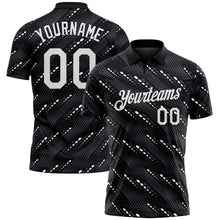 Load image into Gallery viewer, Custom Black-White 3D Pattern Slant Lines Cyber Mecha Tech Performance Polo Shirt