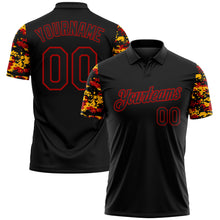 Загрузить изображение в средство просмотра галереи, Custom Black Red-Gold Digital Camo Two Tone Performance Polo Shirt