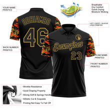 Laden Sie das Bild in den Galerie-Viewer, Custom Black Orange-Old Gold Digital Camo Two Tone Performance Polo Shirt
