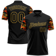 Laden Sie das Bild in den Galerie-Viewer, Custom Black Orange-Old Gold Digital Camo Two Tone Performance Polo Shirt