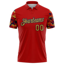 Load image into Gallery viewer, Custom Red Old Gold-Navy Digital Camo Two Tone Performance Polo Shirt