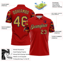 Load image into Gallery viewer, Custom Red Old Gold-Navy Digital Camo Two Tone Performance Polo Shirt