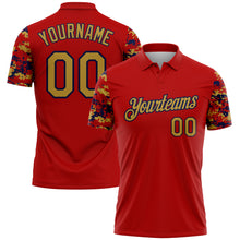 Load image into Gallery viewer, Custom Red Old Gold-Navy Digital Camo Two Tone Performance Polo Shirt