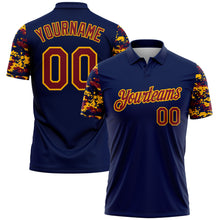 Laden Sie das Bild in den Galerie-Viewer, Custom Navy Crimson-Gold Digital Camo Two Tone Performance Polo Shirt