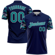 Charger l'image dans la galerie, Custom Navy Teal-Gray Digital Camo Two Tone Performance Polo Shirt