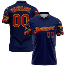 Загрузить изображение в средство просмотра галереи, Custom Navy Red-Old Gold Digital Camo Two Tone Performance Polo Shirt