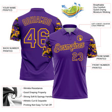 Load image into Gallery viewer, Custom Purple Black-Gold Digital Camo Two Tone Performance Polo Shirt
