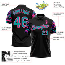 Charger l'image dans la galerie, Custom Black Teal Purple-Pink Digital Camo Two Tone Performance Polo Shirt