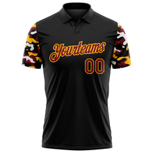 Charger l'image dans la galerie, Custom Black Crimson Gold-White Digital Camo Two Tone Performance Polo Shirt