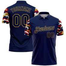Laden Sie das Bild in den Galerie-Viewer, Custom Navy Red Old Gold-White Digital Camo Two Tone Performance Polo Shirt