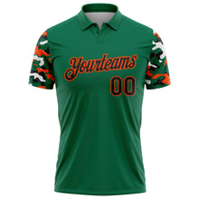 Load image into Gallery viewer, Custom Kelly Green Black Orange-White Digital Camo Two Tone Performance Polo Shirt